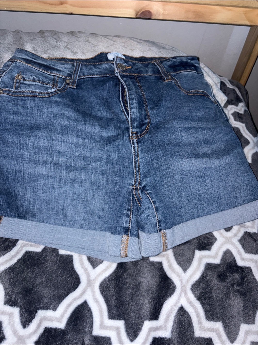 Time and Tru Medium Blue Denim Cuffed Shorts